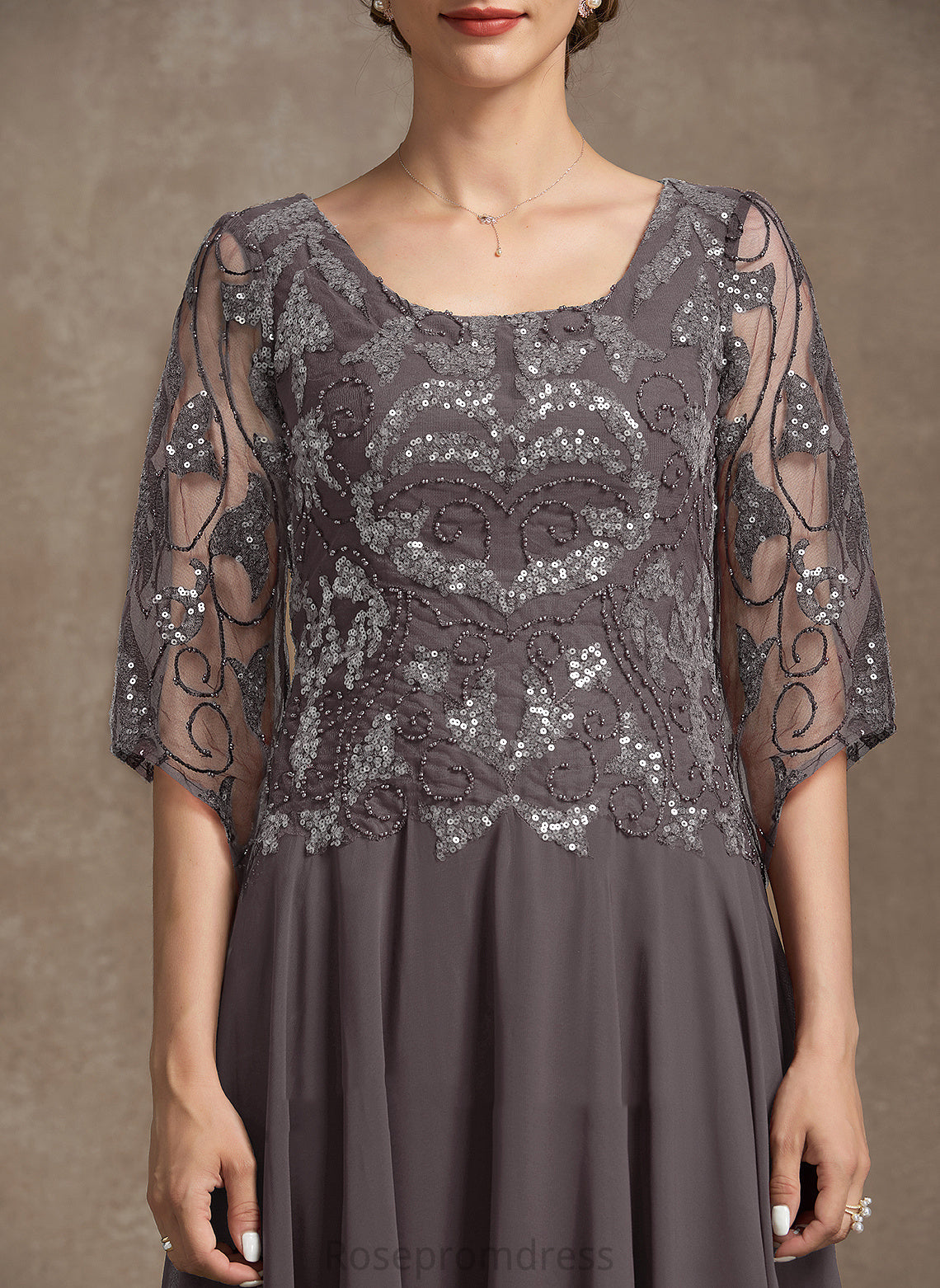 Scoop Floor-Length Bethany With Dress Neck Lace Mother of the Bride Dresses Bride A-Line Beading Mother the Sequins Chiffon of