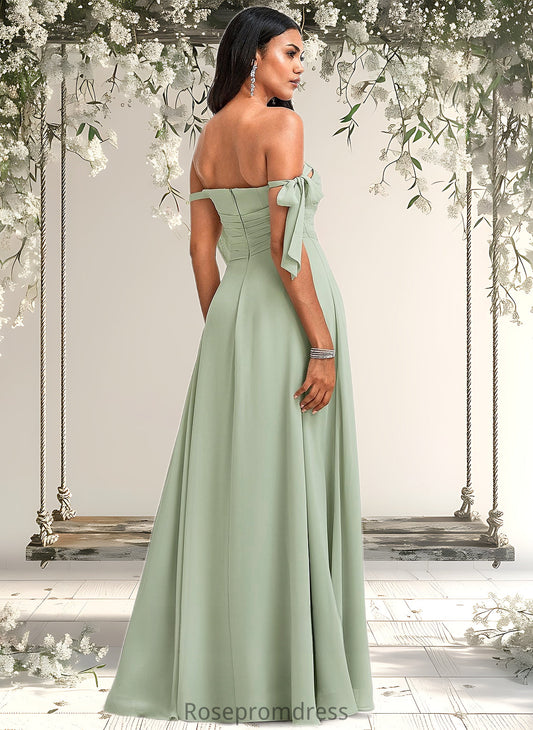 Shyann A-line Cowl Floor-Length Chiffon Bridesmaid Dress With Bow DSP0025738