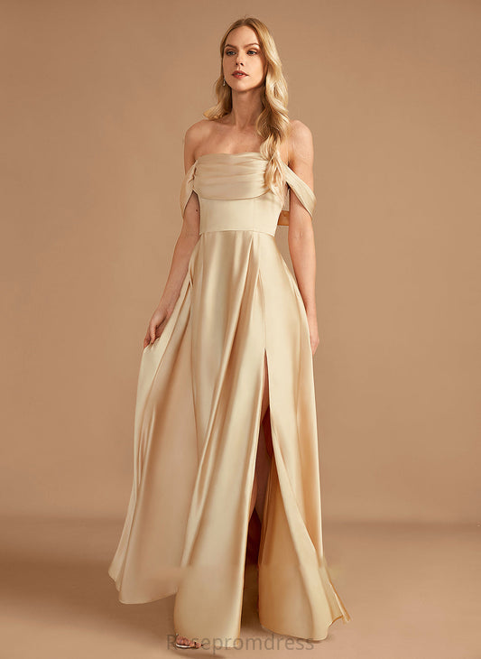 Pockets Floor-Length A-Line Neckline SplitFront Length Off-the-Shoulder Embellishment Silhouette Fabric Maud Floor Length Bridesmaid Dresses