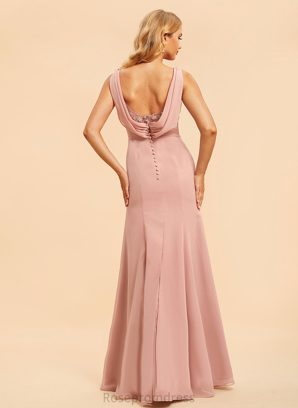Silhouette Trumpet/Mermaid Sleeveless Length BackStyle Lace Floor-Length Fabric Straps&Sleeves Giselle Bridesmaid Dresses