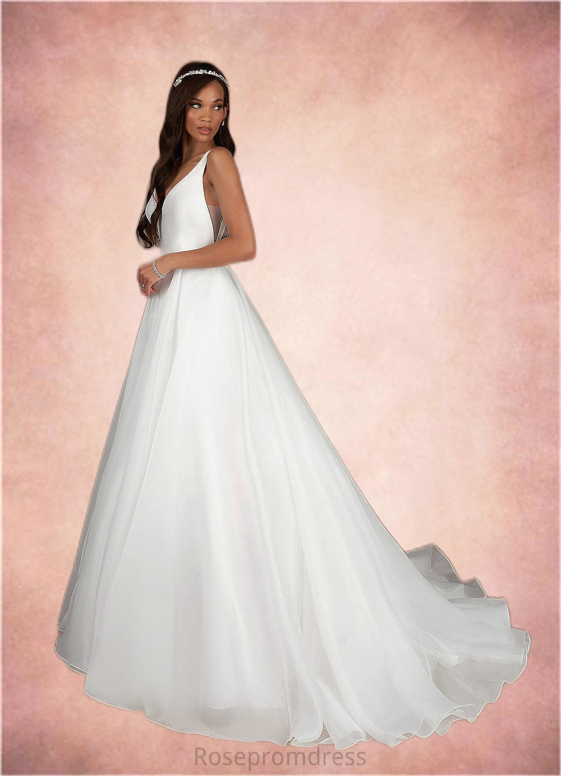 Megan A-Line Organza Chapel Train Dress SRSP0020069