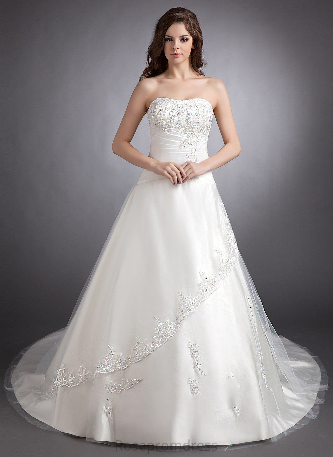 Chapel Beading With Train Ball-Gown/Princess Wedding Dresses Sweetheart Dress Lace Satin Wedding Diya