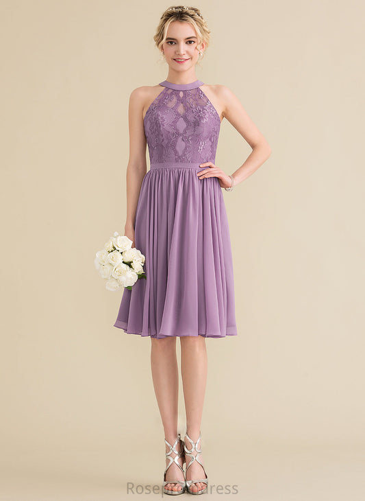 Straps Neckline Silhouette Knee-Length ScoopNeck Lace Length Fabric A-Line Abigail Bridesmaid Dresses
