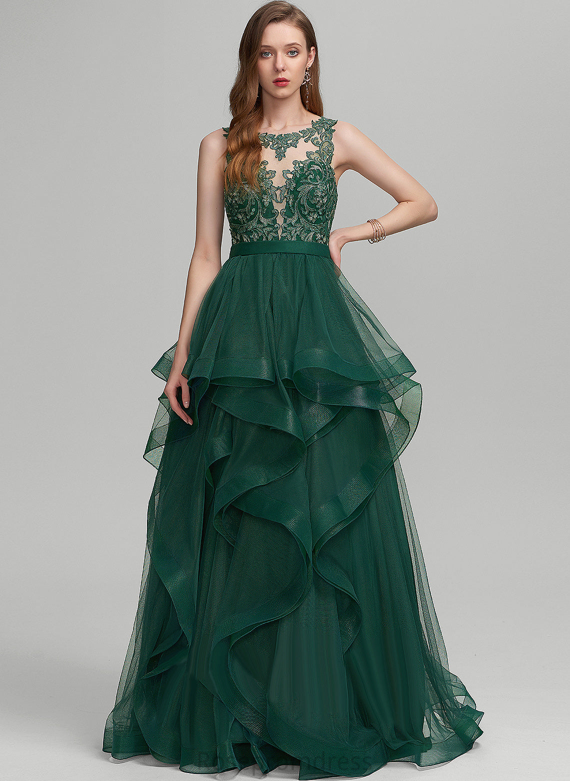 Prom Dresses Floor-Length Ruffle Scoop Tulle With Ciara Ball-Gown/Princess