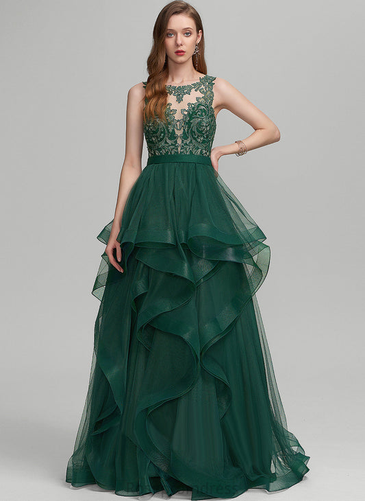 Prom Dresses Floor-Length Ruffle Scoop Tulle With Ciara Ball-Gown/Princess