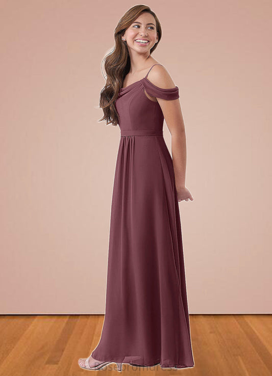Juliette A-Line Off the Shoulder Chiffon Floor-Length Junior Bridesmaid Dress SRSP0020000