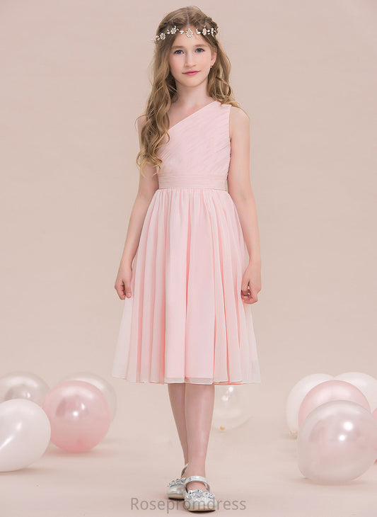 Junior Bridesmaid Dresses Knee-Length Amari With Ruffle One-Shoulder A-Line Chiffon