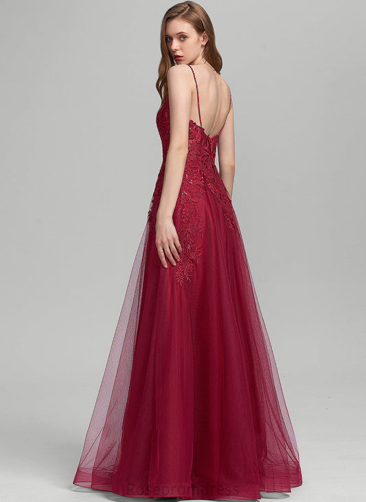 Prom Dresses Maisie V-neck Ball-Gown/Princess Floor-Length Sequins With Tulle Beading