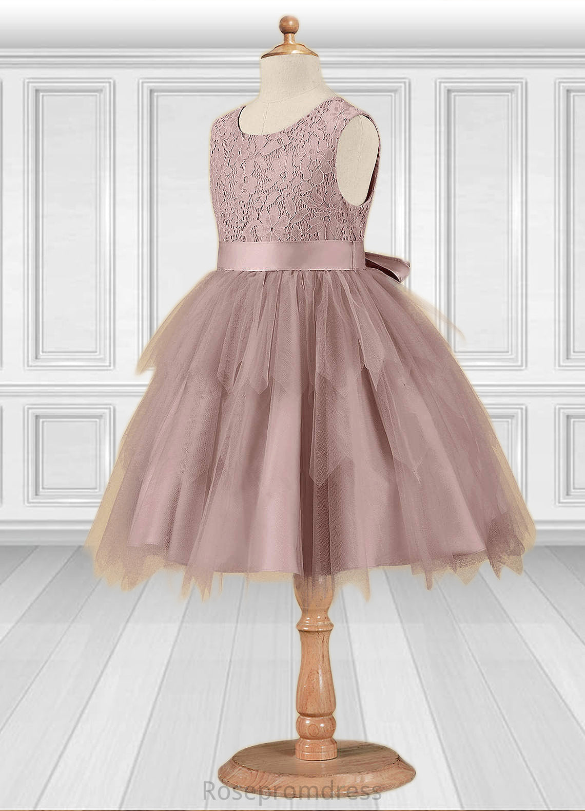 Ruby A-Line Lace Tulle Knee-Length Dress SRSP0020240