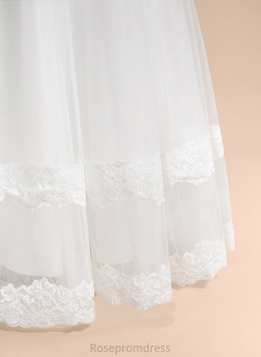 Flower Sleeveless Girl Flower Girl Dresses Tulle Lace/Bow(s) Floor-length With Ball-Gown/Princess Dress Katrina V-neck