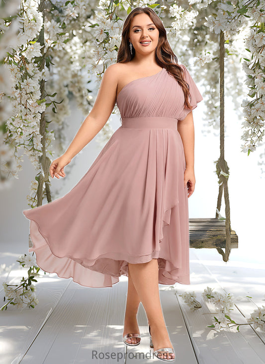Evangeline A-line One Shoulder Asymmetrical Chiffon Bridesmaid Dress With Ruffle DSP0025819