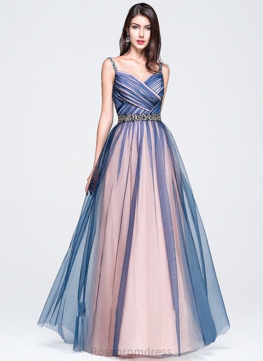 Prom Dresses Sandy With Ball-Gown/Princess Beading Sweetheart Tulle Floor-Length Sequins Ruffle