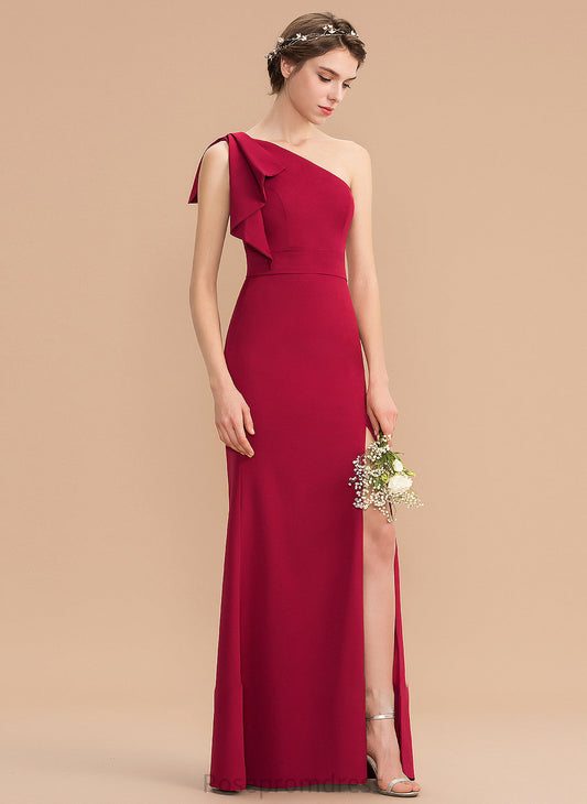 One-Shoulder Length Silhouette SplitFront Embellishment Floor-Length Sheath/Column Neckline Fabric Ashlyn Bridesmaid Dresses