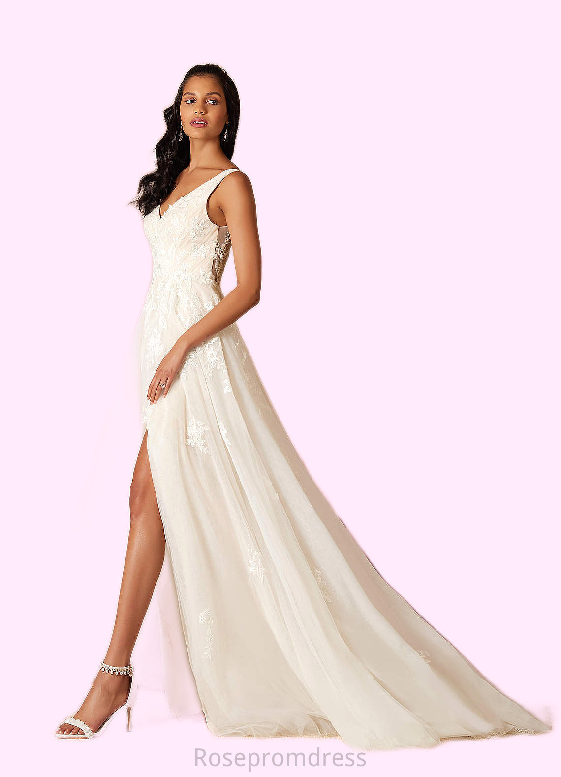 Kinsley A-Line Sequins Tulle Chapel Train Dress SRSP0020048