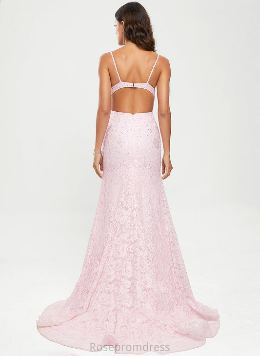 Prom Dresses Scoop Sequins With Sweep Train Trumpet/Mermaid Mira Lace