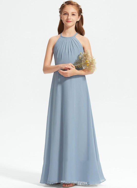 Chiffon Hadassah Ruffle With A-Line Junior Bridesmaid Dresses Scoop Neck Floor-Length