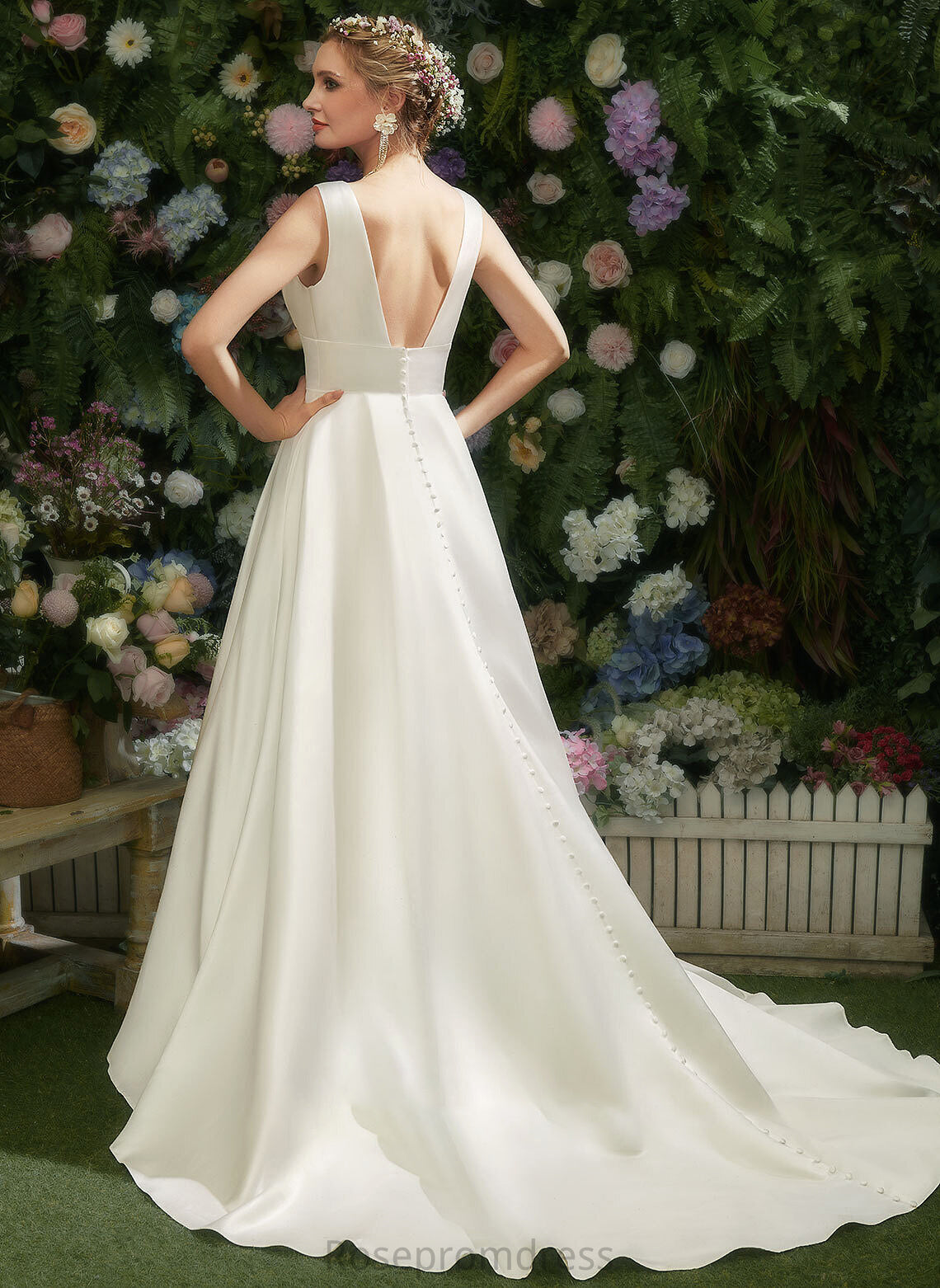 Court Scoop Train Wedding Mckinley Dress Wedding Dresses Neck A-Line