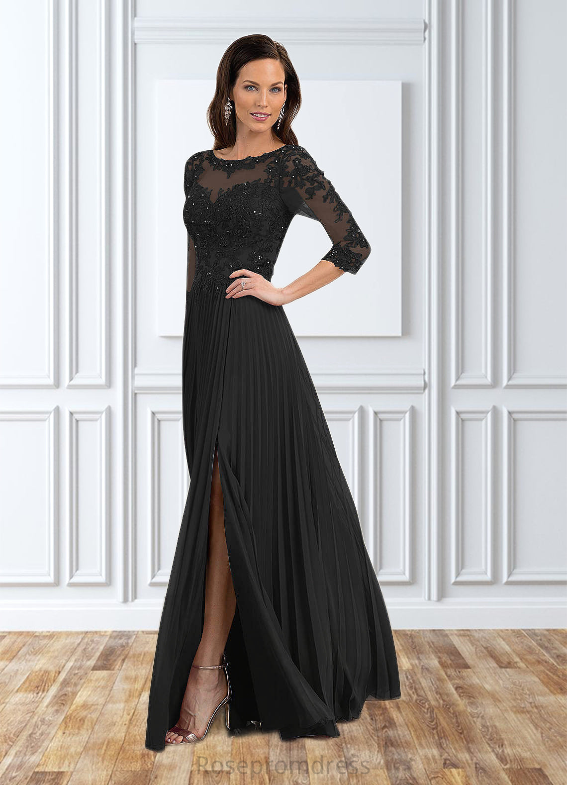 Jane A-Line Sequins Chiffon Floor-Length Dress SRSP0019885