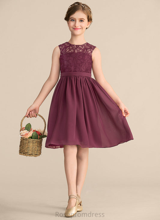 Junior Bridesmaid Dresses A-LineScoopNeckKnee-LengthChiffonLaceJuniorBridesmaidDress#165020 Haleigh