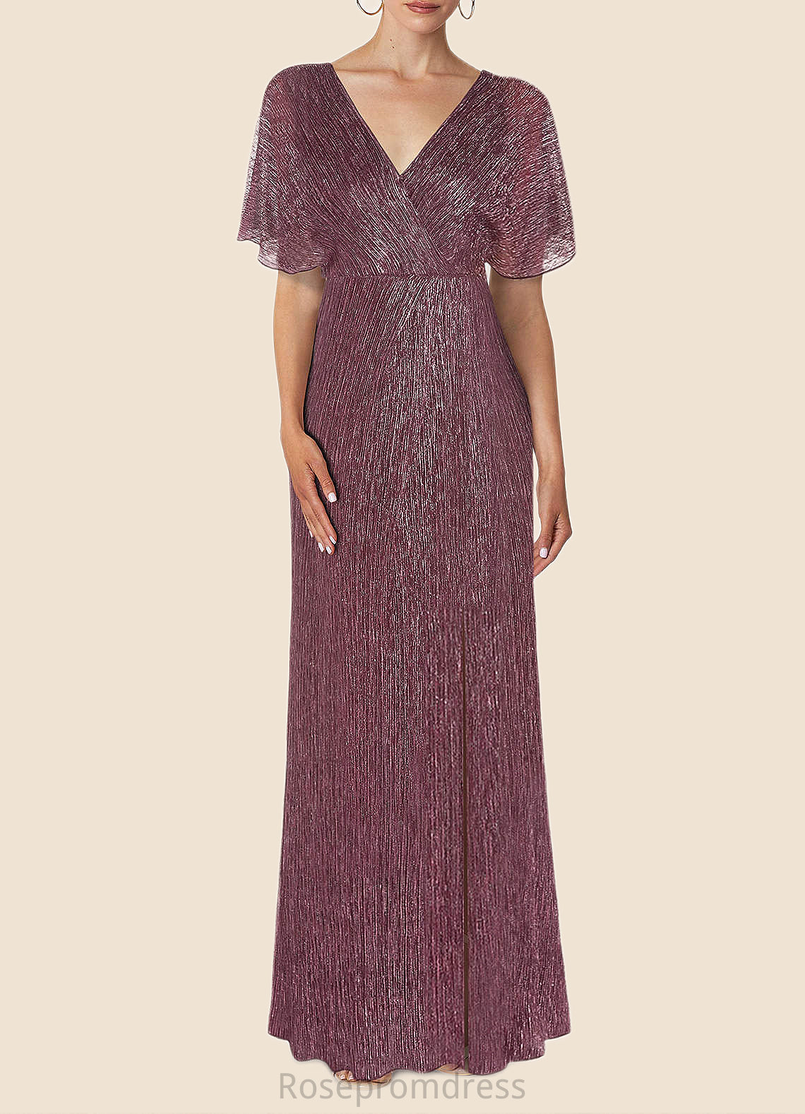 Anabelle A-Line Metallic Mesh Floor-Length Dress SRSP0019963