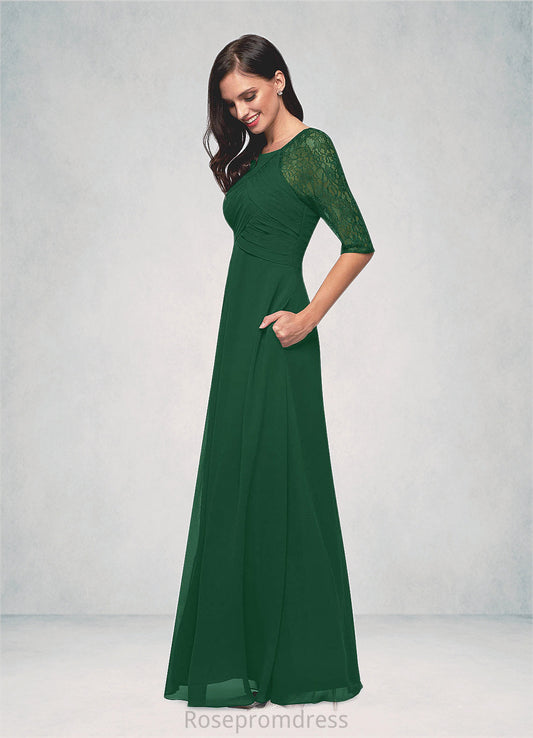 Norma A-Line Lace Chiffon Floor-Length Dress SRSP0019876
