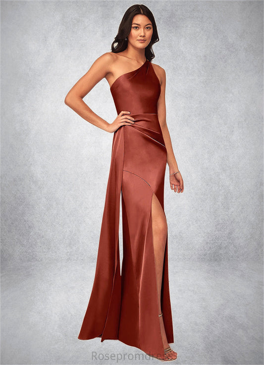 Sariah A-Line One Shoulder Stretch Satin Floor-Length Dress SRSP0019623