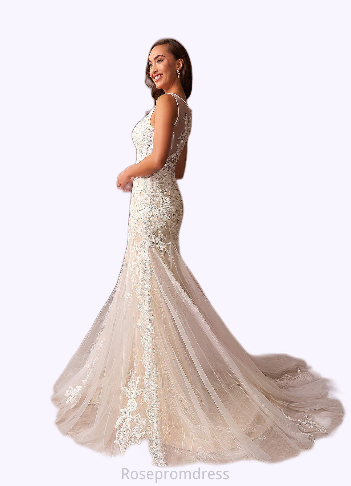 Laylah Mermaid Sequins Tulle Chapel Train Dress SRSP0020058