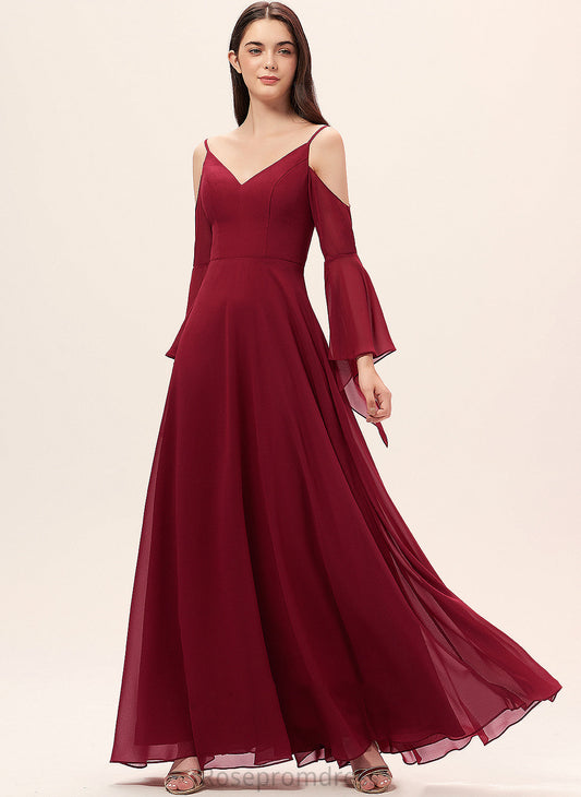Neckline A-Line Fabric Floor-Length Length Silhouette V-neck Straps Maud Scoop Floor Length Sleeveless Bridesmaid Dresses