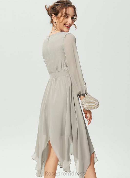 Cocktail Cocktail Dresses Dress Chiffon Asymmetrical V-neck Ruffle With Lizbeth A-Line