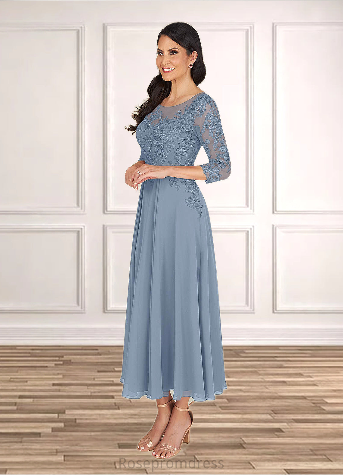 Hadassah A-Line Lace Tea-Length Dress SRSP0019829