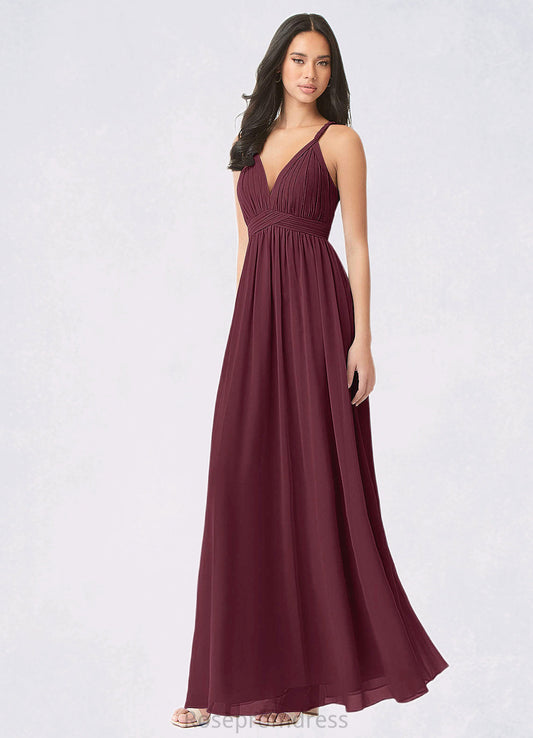 Quinn A-Line Pleated Chiffon Floor-Length Dress SRSP0019693