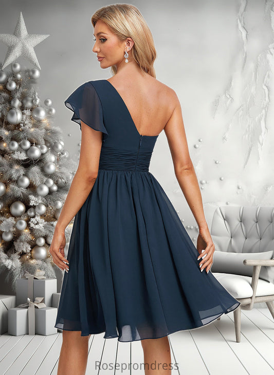 Carlee A-line One Shoulder Knee-Length Chiffon Homecoming Dress With Ruffle DSP0025722