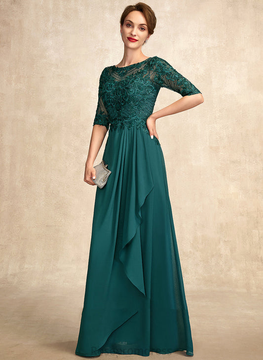 Bride Mother Mother of the Bride Dresses Lace A-Line Beading Ruffles Floor-Length Neck With Sequins Scoop Aliana the of Dress Chiffon Cascading