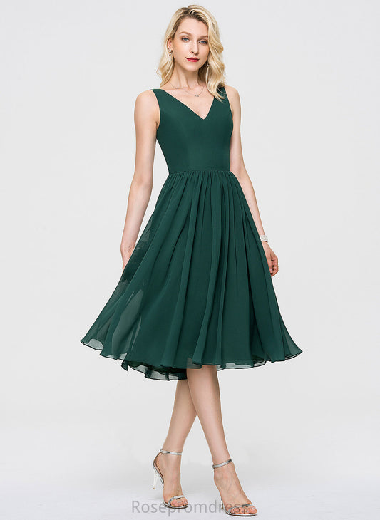 Neckline Knee-Length Silhouette V-neck Fabric Length A-Line Sleeve Kadence Bridesmaid Dresses