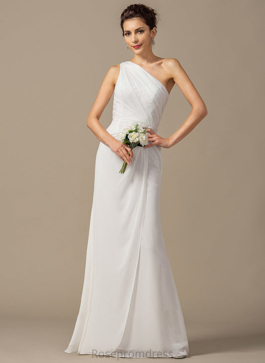Floor-Length Ruffle Length Embellishment Fabric Neckline Sheath/Column One-Shoulder Silhouette Hillary Bridesmaid Dresses
