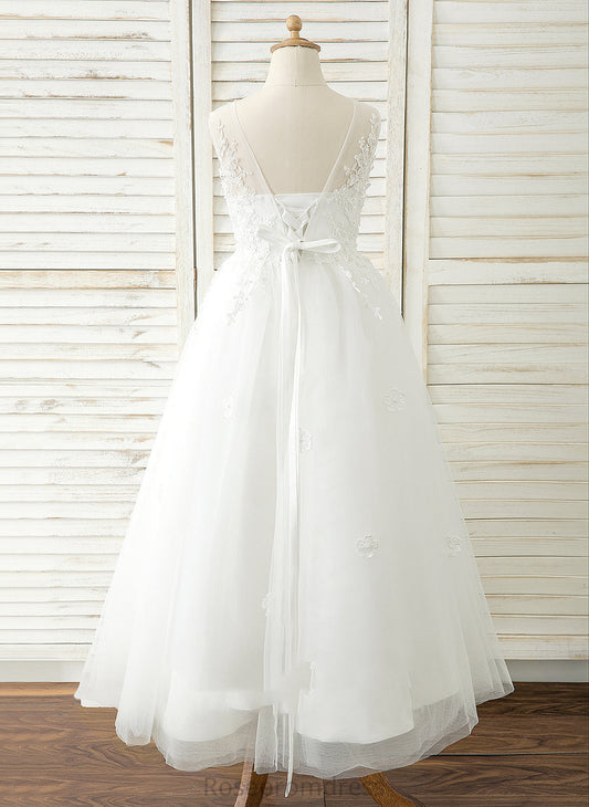 Neck Laurel A-Line Dress Flower Girl Dresses Sleeveless Flower Floor-length Scoop - Tulle/Lace Girl