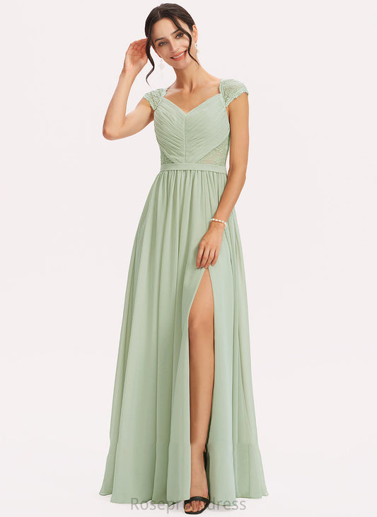 V-neck Silhouette A-Line Embellishment Lace SplitFront Length Fabric Floor-Length Neckline Giovanna V-Neck Bridesmaid Dresses