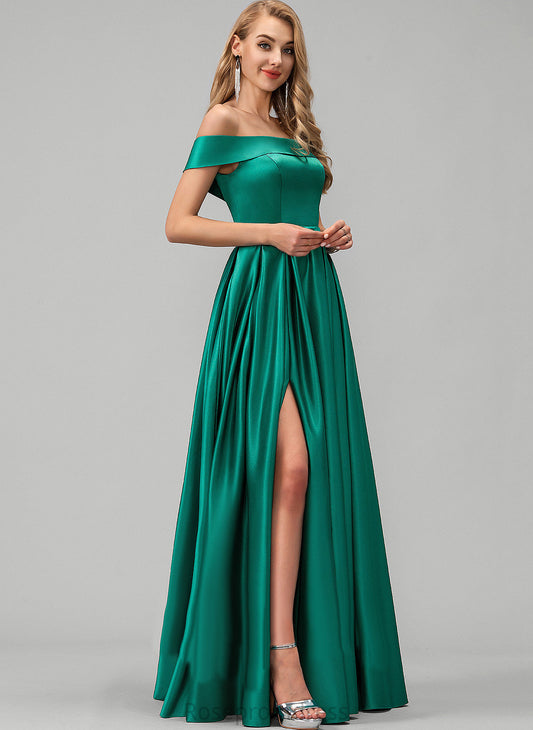 Neckline Length Straps&Sleeves Sleeveless Fabric BackStyle Floor-Length Satin Off-the-Shoulder Vivien Bridesmaid Dresses