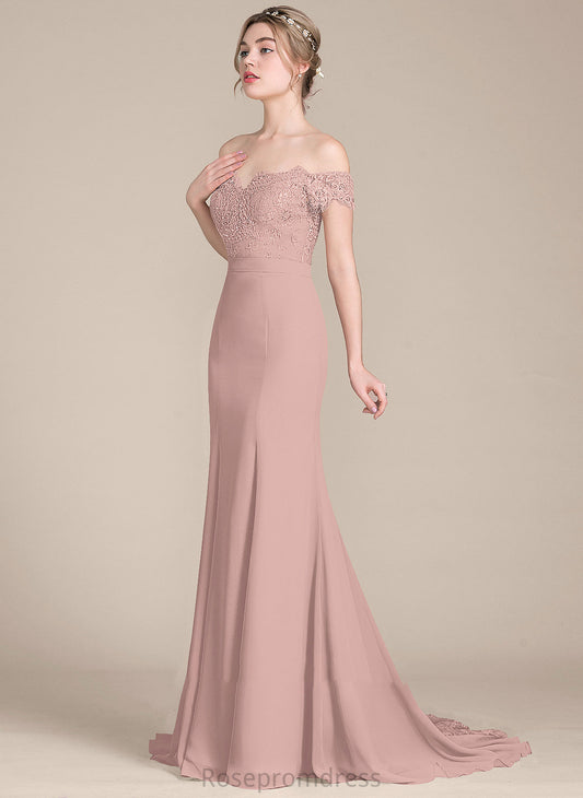 Length Fabric Silhouette Trumpet/Mermaid Off-the-Shoulder Neckline CourtTrain Embellishment Sequins Jessica Sweetheart Sleeveless Bridesmaid Dresses
