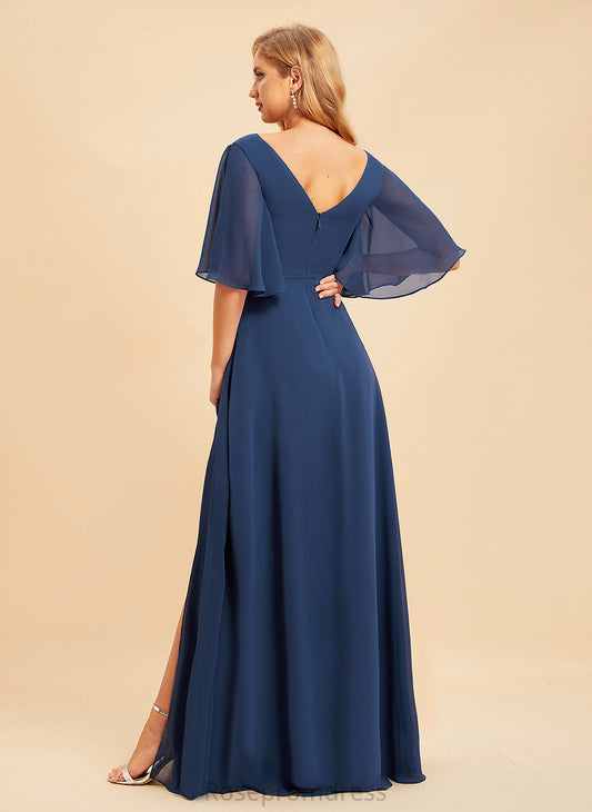 Neckline V-Neck Fabric A-line Floor-Length Straps&Sleeves Length Silhouette Ciara Floor Length A-Line/Princess Natural Waist Bridesmaid Dresses