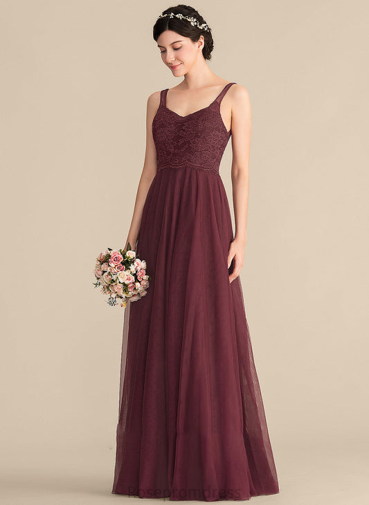 Fabric Silhouette Straps Lace V-neck Tulle A-Line Floor-Length Length Neckline Gwen Bridesmaid Dresses