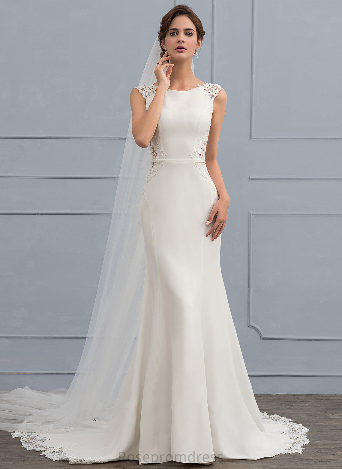 Court Crepe Dress Stretch Wedding Train Wedding Dresses Trumpet/Mermaid Abigayle