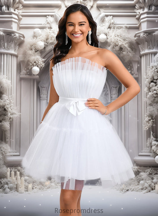 Gracie Ball-Gown/Princess Asymmetrical Short Tulle Homecoming Dress With Bow DSP0025709