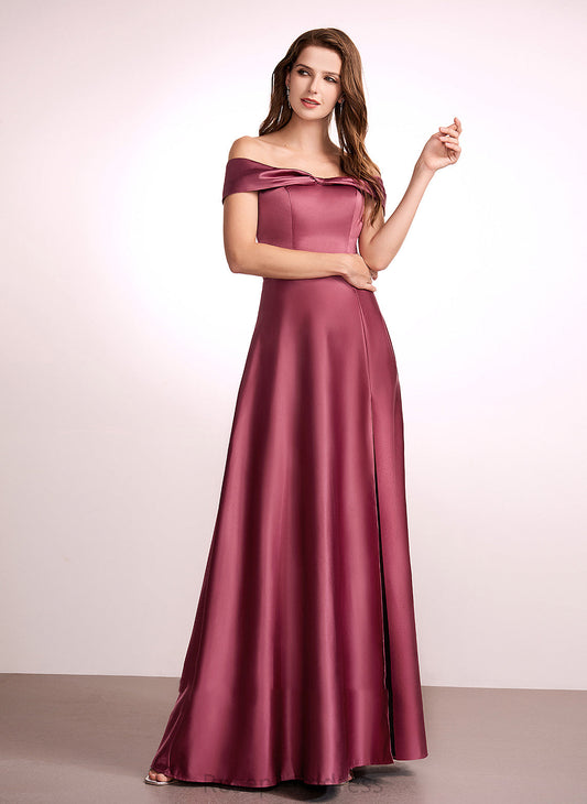 Neckline Embellishment SplitFront Fabric A-Line Off-the-Shoulder Floor-Length Silhouette Length Lacey Floor Length Sleeveless Bridesmaid Dresses