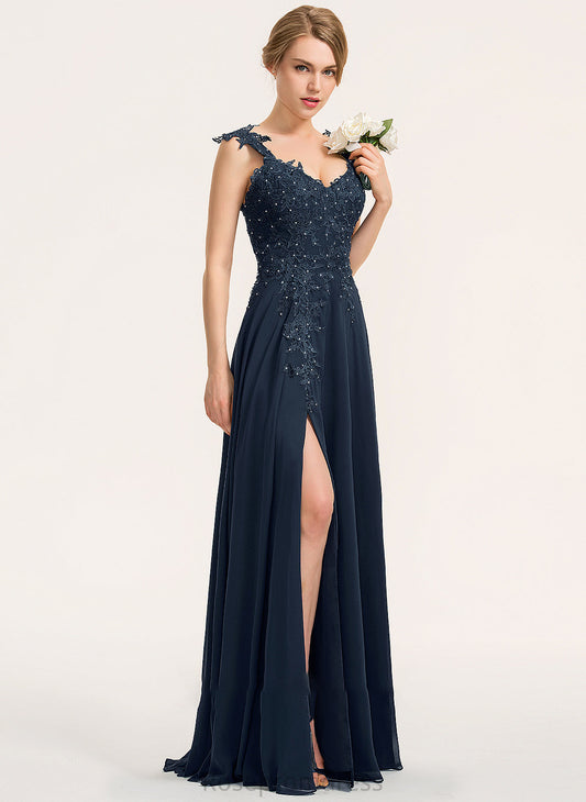 SplitFront A-Line Fabric Beading Embellishment Floor-Length Silhouette Length Sweetheart Neckline Tatum Bridesmaid Dresses