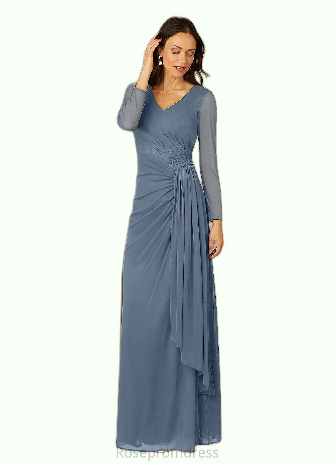 Jaylin A-Line Pleated Tulle Floor-Length Dress SRSP0019917