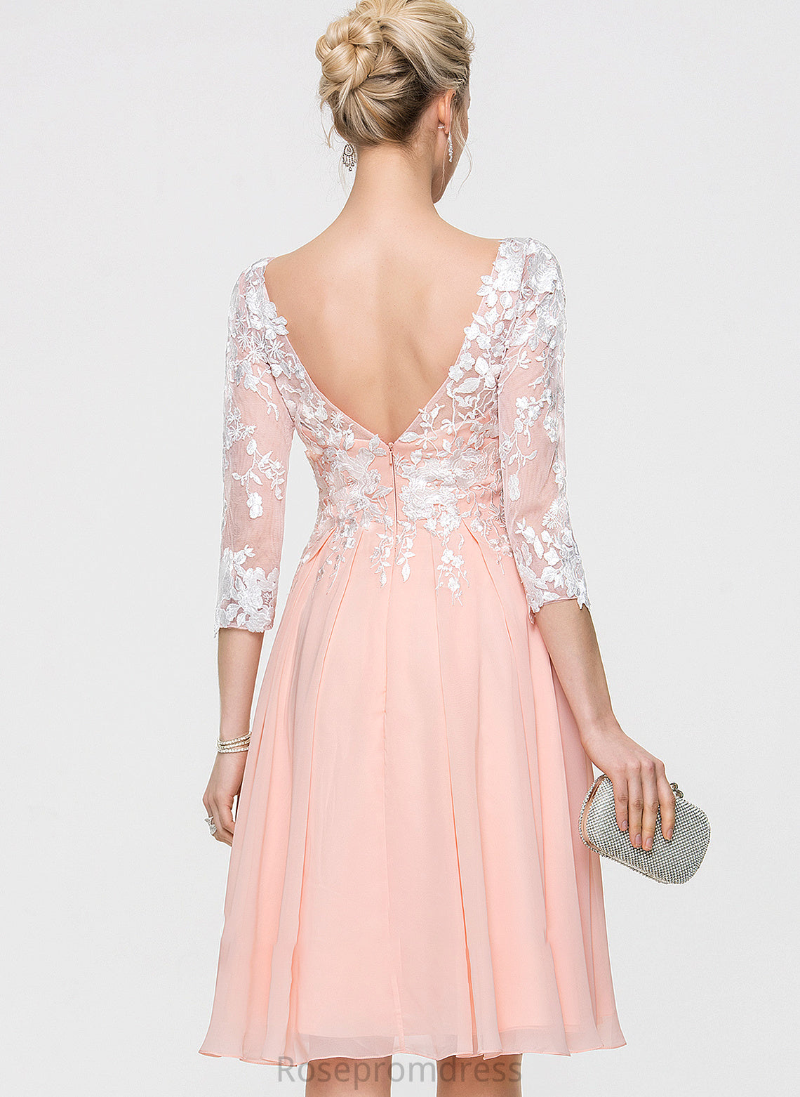Chiffon Wedding Dresses Neck Dress Scoop Avery Knee-Length Wedding
