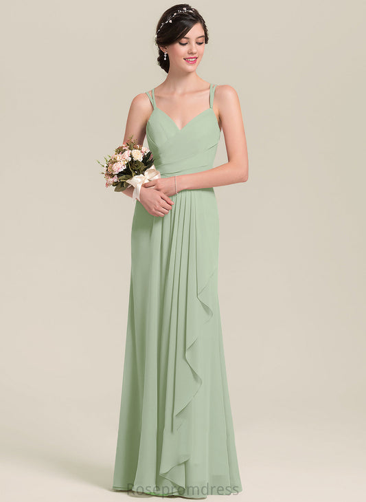 Fabric Floor-Length Length CascadingRuffles A-Line Silhouette Sweetheart Embellishment Neckline Saniyah Bridesmaid Dresses