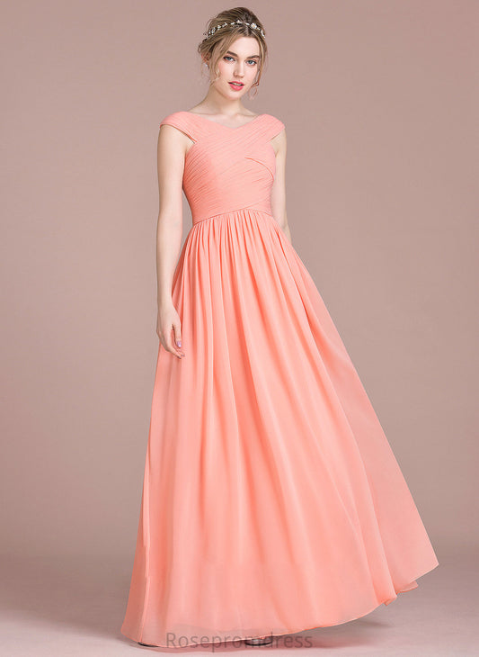 Neckline Straps Fabric Embellishment Length Floor-Length Ruffle V-neck Kaitlin Bridesmaid Dresses