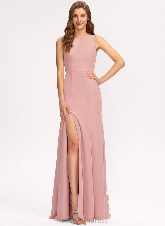 Neckline ScoopNeck Floor-Length Sheath/Column Silhouette SplitFront Fabric Length Embellishment Evelyn Bridesmaid Dresses